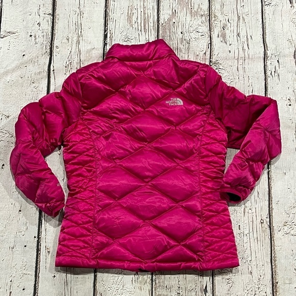 Girls The North Face Dark Pink 500 Goose Down Zip Up Jacket - Picture 7 of 10